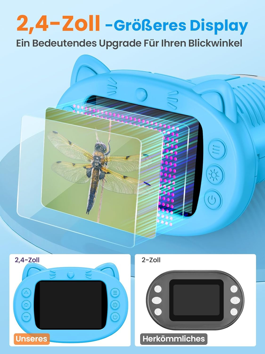 Mikroskop Für Kinder, 2.4 Zoll Digitales Mikroskop Mit 1000-Facher Vergrößerung, Tragbares Taschenmikroskop, Pädagogisches Weihnachten Spielzeug Für Kinder Ab 4 5 6 7 8 9 10 11 12+, Blau