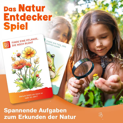 50X Entdeckerkarten Für Kinder (ALLE 4 Jahreszeiten) - Spannendes Suchspiel Zum Natur Entdecken - 100 Aufgaben - Outdoor Spiele Für Kinder - Geschenk Junge Und Mädchen Ab 4, 5, 6, 7, 8 Jahre