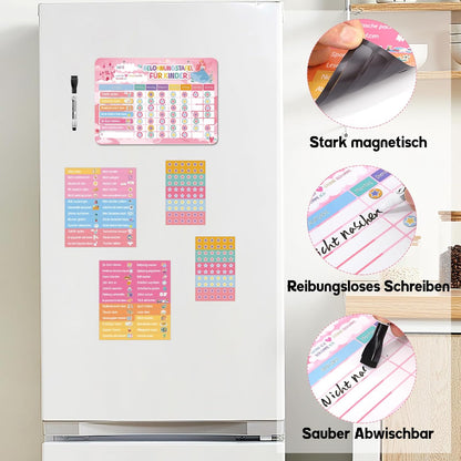 Magnetische Belohnungstafel Kinder, Magnettafel Mit 52 Aufgaben Magnete Und 120 Sternmagneten, Aufgabenplaner Wochenplaner Belohnungssystem Für Routine Verhalten Töpfchentraining (Prinzessin Schloss)