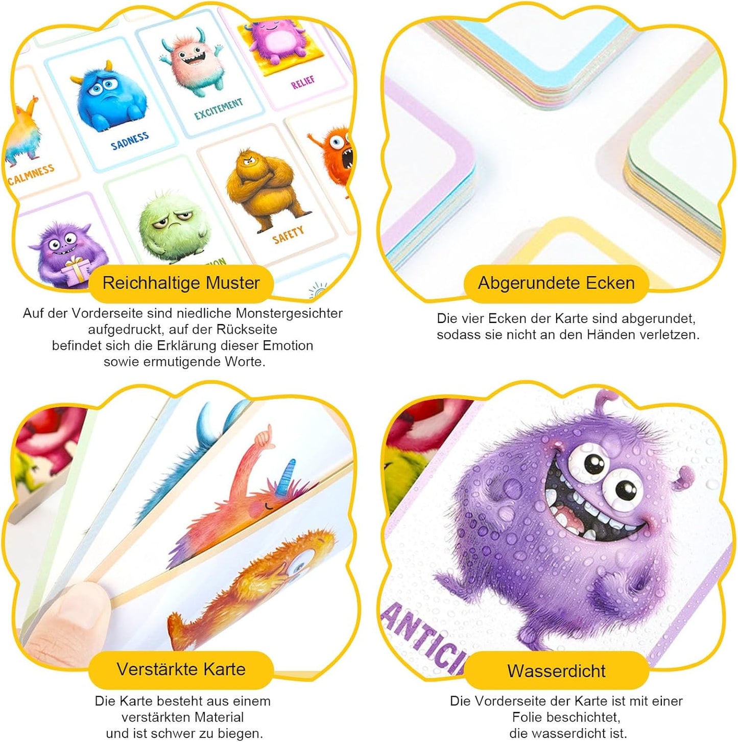 Gefühlskarten Für Kinder, 32 Emotionsmonster Mit Erklärungstexten Gefühlsmonster Karten-Set – Für Kindergarten & Grundschule Zur Selbstregulation Und Für EIN Gutes Gefühl