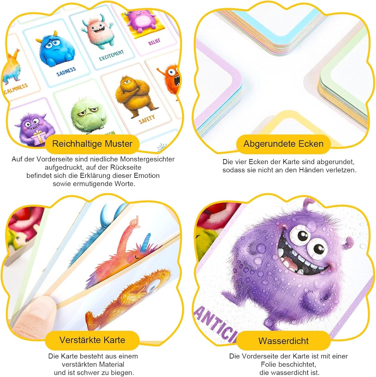 Gefühlskarten Für Kinder, 32 Emotionsmonster Mit Erklärungstexten Gefühlsmonster Karten-Set – Für Kindergarten & Grundschule Zur Selbstregulation Und Für EIN Gutes Gefühl