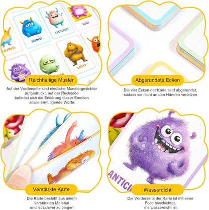Gefühlskarten Für Kinder, 32 Emotionsmonster Mit Erklärungstexten Gefühlsmonster Karten-Set – Für Kindergarten & Grundschule Zur Selbstregulation Und Für EIN Gutes Gefühl