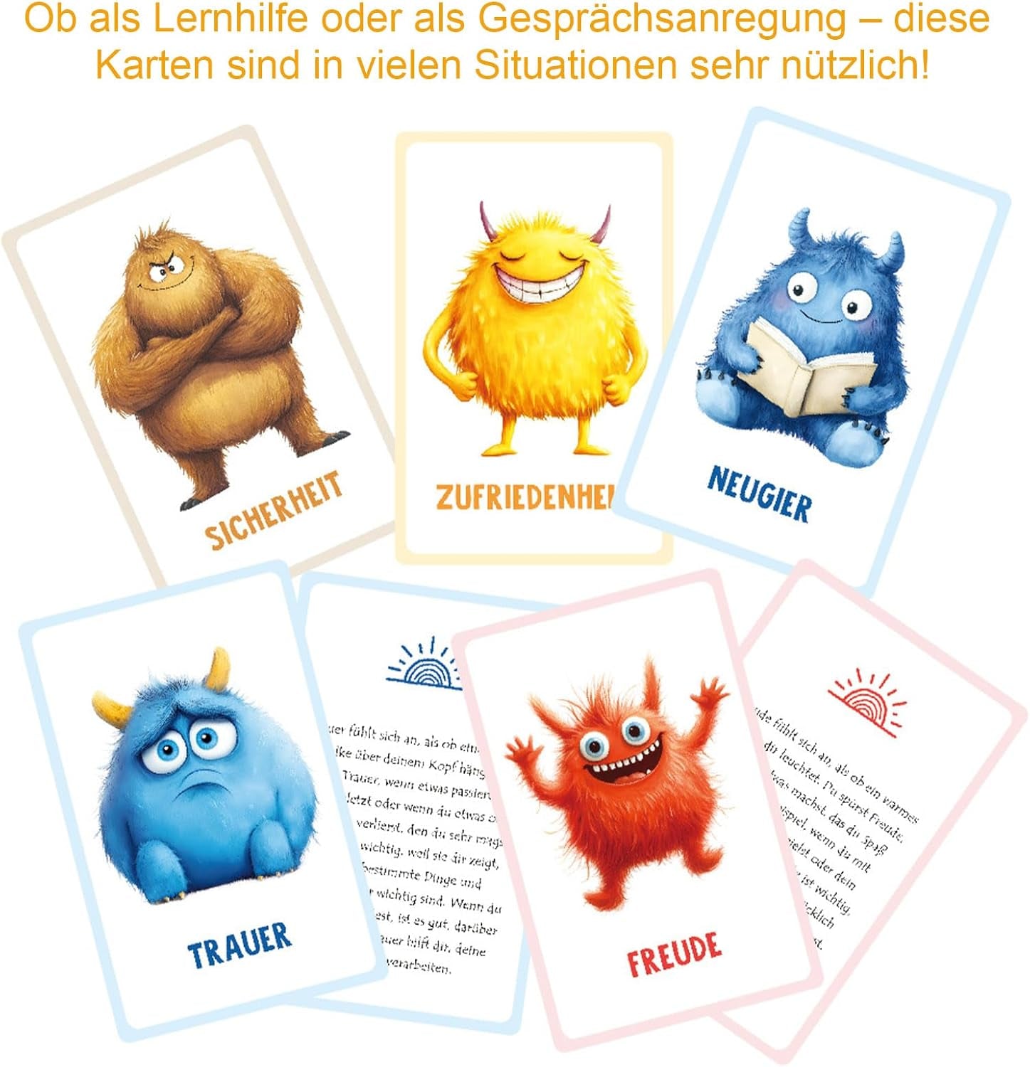 Gefühlskarten Für Kinder, 32 Emotionsmonster Mit Erklärungstexten Gefühlsmonster Karten-Set – Für Kindergarten & Grundschule Zur Selbstregulation Und Für EIN Gutes Gefühl
