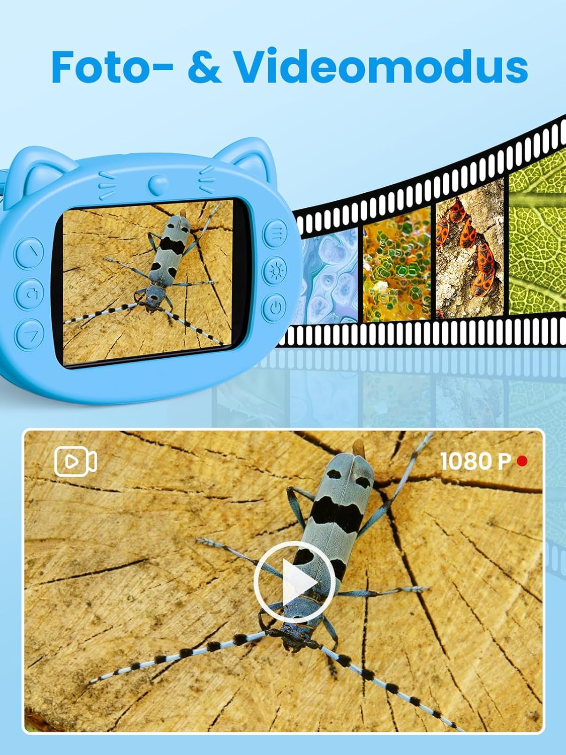 Mikroskop Für Kinder, 2.4 Zoll Digitales Mikroskop Mit 1000-Facher Vergrößerung, Tragbares Taschenmikroskop, Pädagogisches Weihnachten Spielzeug Für Kinder Ab 4 5 6 7 8 9 10 11 12+, Blau