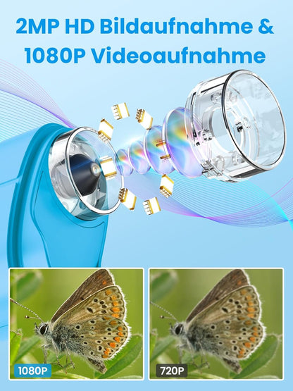 Mikroskop Für Kinder, 2.4 Zoll Digitales Mikroskop Mit 1000-Facher Vergrößerung, Tragbares Taschenmikroskop, Pädagogisches Weihnachten Spielzeug Für Kinder Ab 4 5 6 7 8 9 10 11 12+, Blau